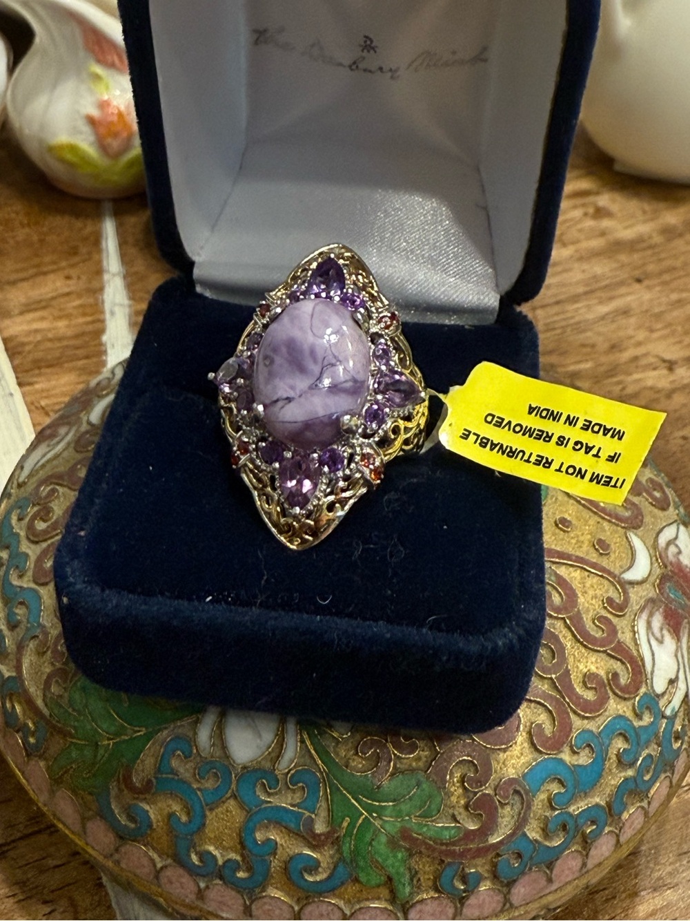 Purple Stone Filigree Cocktail Ring
